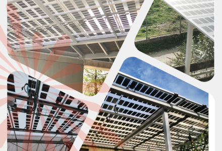 Banner showcasing real-life architectural applications of Brite Solar’s semi-transparent panels in buildings and commercial spaces.
